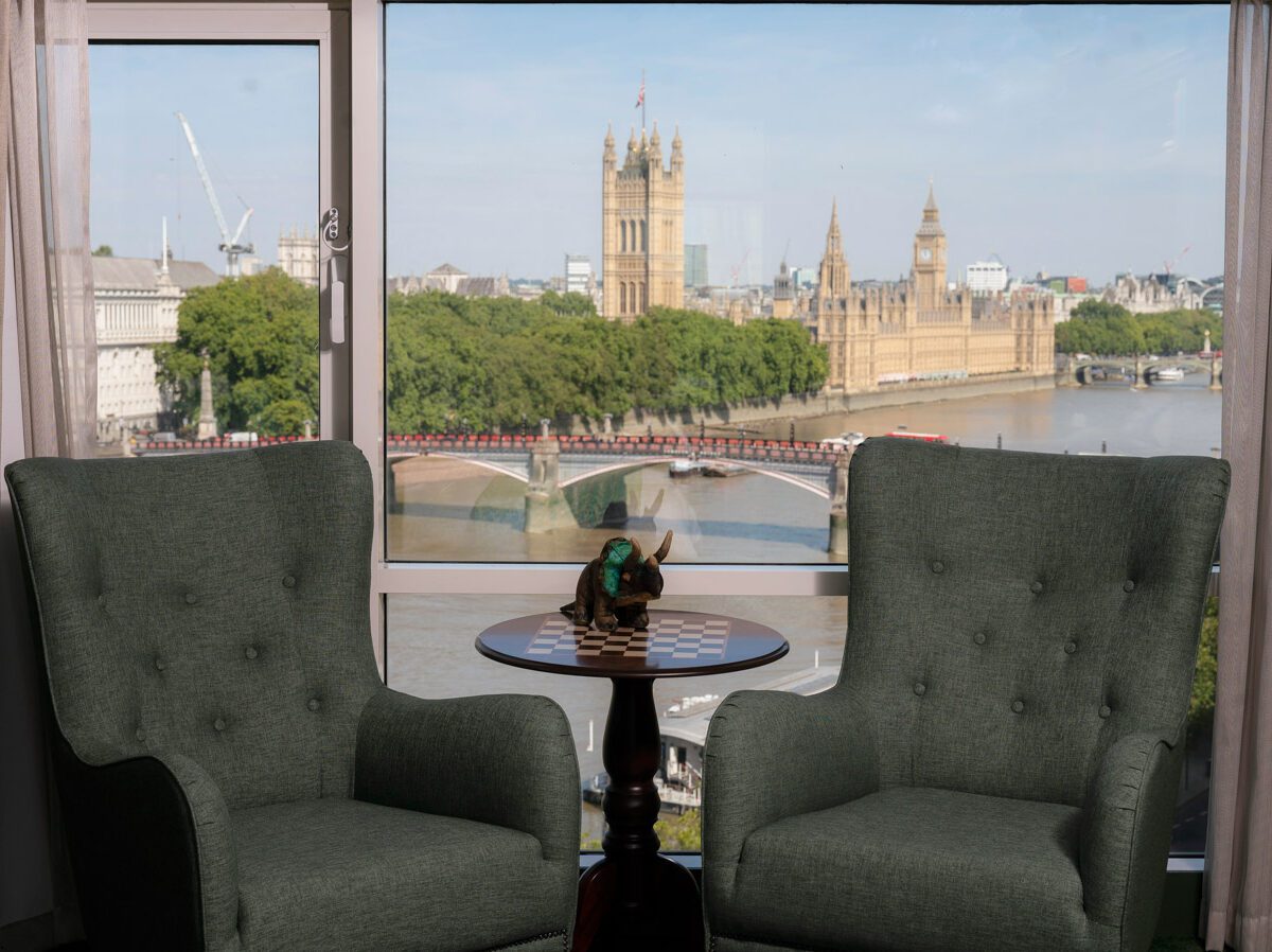 Natural History Museum Dinosaur Family Suite at Park Plaza London Riverbank Houses of Parliament view
